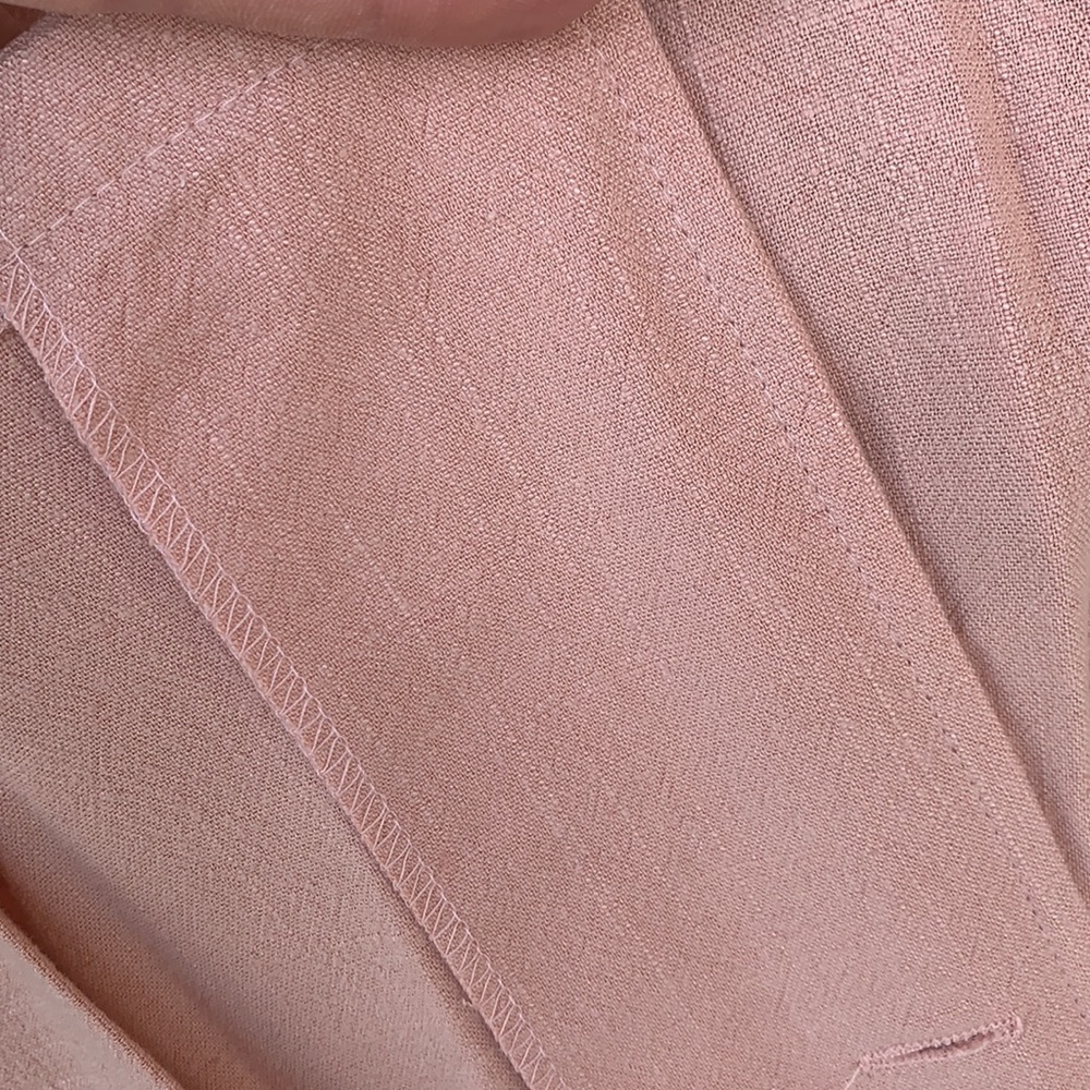 โDONATEDโPeach Blush Button Up V-neck Tie Waist Dress - Picture 12 of 15